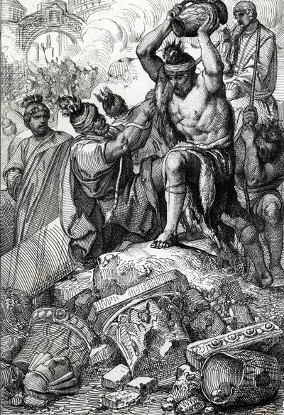 Il sacco di Roma (Italia), nel 410, presa e saccheggiata dai Visigoti guidati da Alarico (370-410) da Peter Johann Nepomuck Geiger