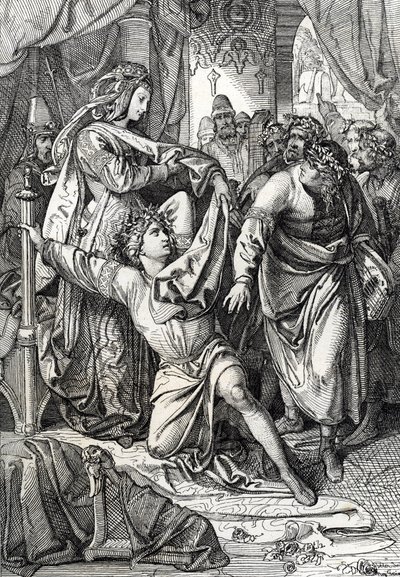 Il concorso poetico del castello di Wartburg in Germania nel 1207: i Minnesänger competono in giochi poetici, il trovatore Enrico d