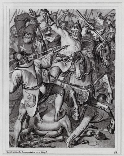 Morte di Giovanni il Cieco, re di Boemia, alla battaglia di Crecy da Peter Johann Nepomuk Geiger