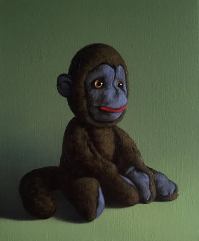 Scimmia marrone su verde, 2016 da Peter Jones