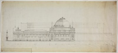 Padiglione Espositivo sul Lago, Chicago, Illinois, Elevazione da Peter Joseph Weber
