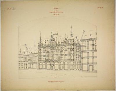 Rathskeller Neubau, Halle (Saale), Sassonia-Anhalt, Germania, Prospettiva (incompiuta) da Peter Joseph Weber