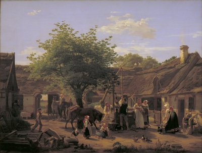 Immagine della vita in una fattoria della Selandia a mezzogiorno da Peter Julius Larsen