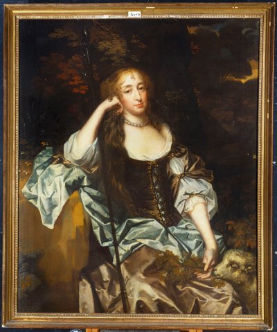 Ritratto di una signora con il suo agnello domestico al suo fianco da Peter Lely