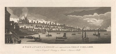 Veduta di Parte di Londra come appariva nel Grande Incendio del 1666 da Peter Mazell