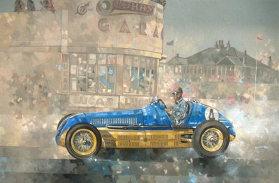 Maserati blu e gialla di Bira da Peter Miller