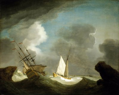 Una nave della Compagnia delle Indie Orientali e uno yacht reale britannico da Peter Monamy