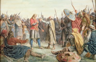 Olav Trygvasson è scelto come re di Oreting da Peter Nicolai Arbo