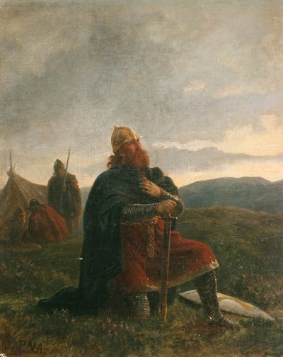 Il Santo Olav in preghiera prima della Battaglia di Stiklestad da Peter Nicolai Arbo