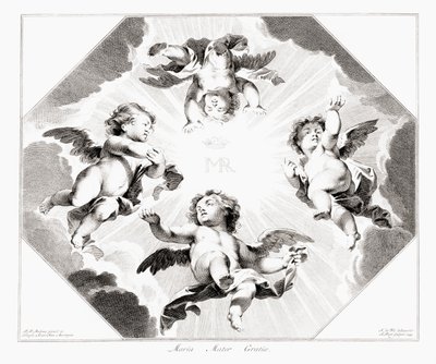 Quattro angeli bambini che celebrano la Vergine Maria da Peter Paul (after) Rubens