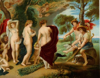 Giudizio di Parigi (cromolitografia) da Peter Paul (after) Rubens