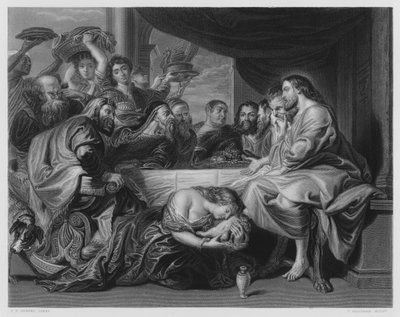 Maria unge i piedi di Cristo (dalla collezione reale) da Peter Paul (after) Rubens