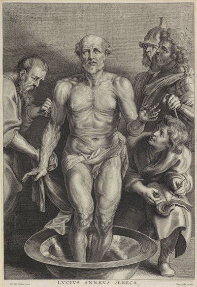 La morte di Seneca, inciso da Alexander Voet II da Peter Paul (after) Rubens