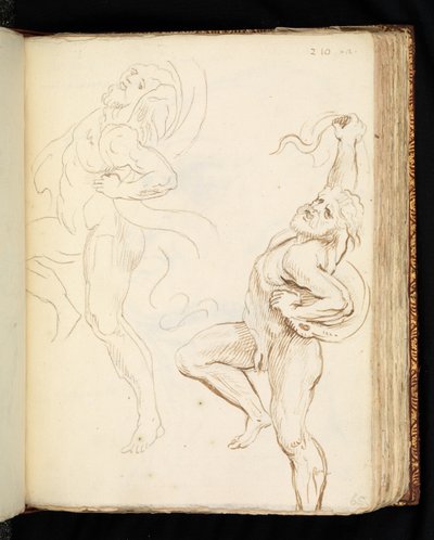 Due studi del Laocoonte, uno con i serpenti trasformati in drappeggi da Peter Paul (after) Rubens