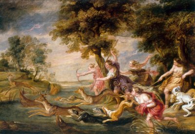 Diana e ninfe che cacciano cervi, c.1673 da Peter Paul (follower of) Rubens