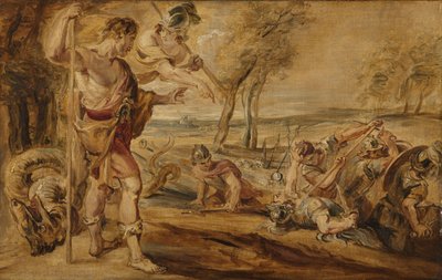 Cadmo, guidato da Minerva, osserva gli Spartoi combattere da Peter Paul Rubens (after)