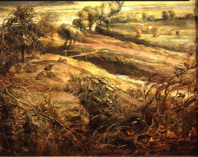 Paesaggio autunnale con vista su Het Steen al mattino presto, c.1636 (dettaglio) da Peter Paul Rubens