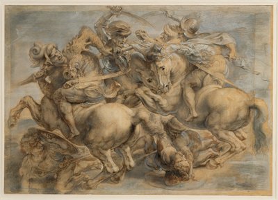 Battaglia di Anghiari (inchiostro bruno, pietra nera, pennello, penna, lumeggiato con guazzo e bianco di piombo) da Peter Paul Rubens