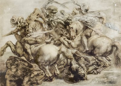 Battaglia di Anghiari, dopo Leonardo da Vinci (penna e inchiostro con lavaggio su carta) da Peter Paul Rubens