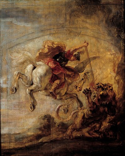 Bellerofonte sale su Pegaso attraverso la sua lancia la chimera da Peter Paul Rubens
