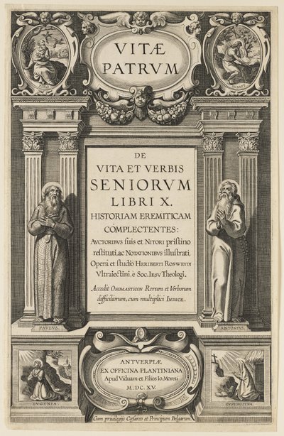 Frontespizio per "Vite dei Padri" di Heribert Rosweyde, inciso da Theodor Galle da Peter Paul Rubens