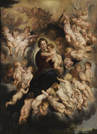 Maria con bambino nella corona di angeli da Peter Paul Rubens