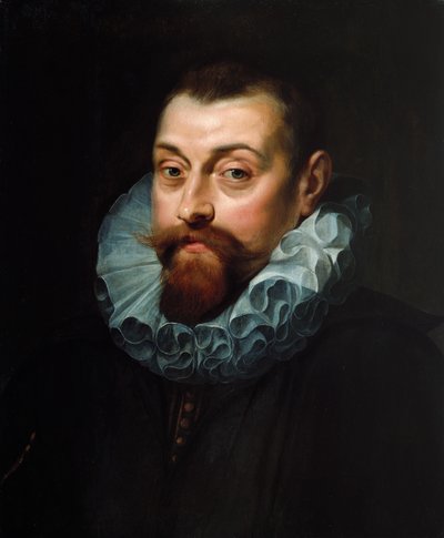 Ritratto di un uomo, busto, in costume scuro con un colletto bianco da Peter Paul Rubens