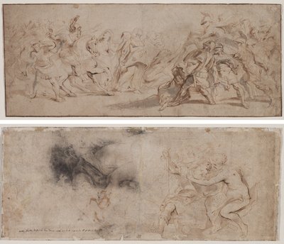 Riconciliazione dei Romani e dei Sabini (recto) Venere Disarma Marte, Studio di Drappeggio (verso) da Peter Paul Rubens