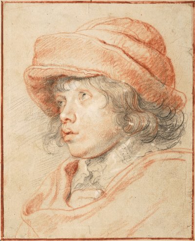 Nicolaas, figlio di Rubens, con un berretto di feltro rosso, 1625-1627 da Peter Paul Rubens