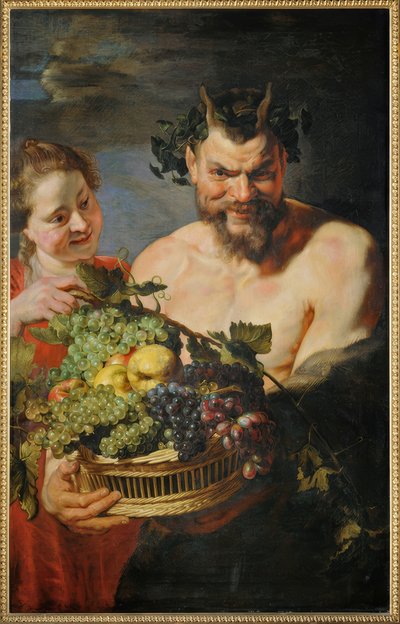 Satiro e ragazza con cesto di frutta da Peter Paul Rubens