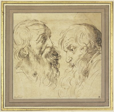 Foglio di studio: due teste barbute di profilo, una a destra e una a sinistra da Peter Paul Rubens