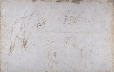 Studi di una figura maschile legata a un albero e di due teste maschili, c.1601 da Peter Paul Rubens