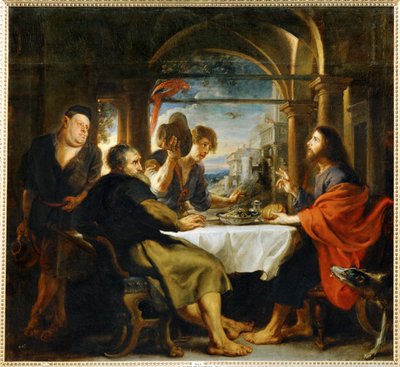La cena di Emmaus (dipinto su tela) da Peter Paul Rubens