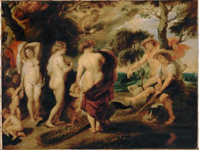 Il giudizio di Parigi (dipinto su legno di quercia) da Peter Paul Rubens