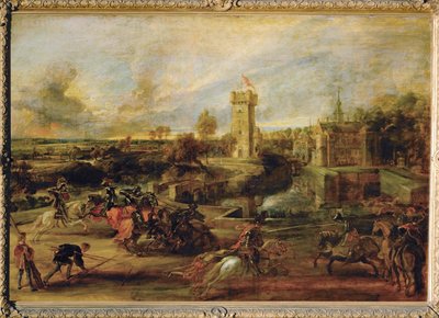 Torneo presso il fossato del Castello di Steen (dipinto su tavola) da Peter Paul Rubens