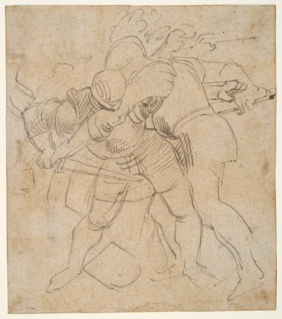 Due soldati corazzati che combattono (r); un cane (v) da Peter Paul Rubens