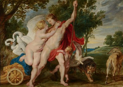 Venere Cerca di Trattenere Adone dal Partire per la Caccia, c.1600-1700 da Peter Paul Rubens