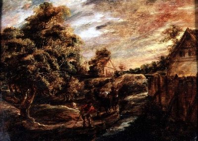 Paesaggio boscoso al tramonto da Peter Paul Rubens