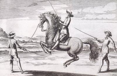 Illustrazione di un cavallo en Croupade da Nuovo Trattato per l