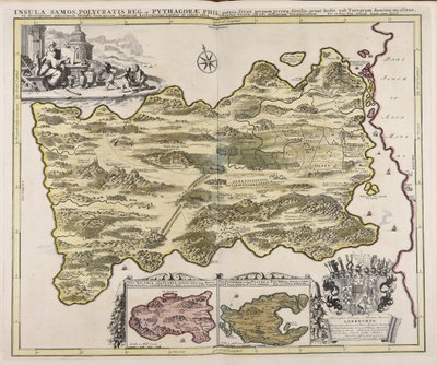 Insula Samos Polycratis reg. et Pythagorae phil. patria ferax gregum terraeq. fictilis, prout hodié sub Turcarum dominio incolitur, ex descriptione potissimum Iosephi Georgirene, Samiorum archiepiscopi, Londini ab eodem editá ... / fec. et exc. Petr. Schen da Peter Schenk the Elder