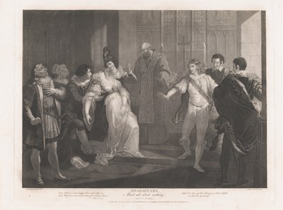 Eroina che sviene in chiesa, Shakespeare, Molto rumore per nulla, prima pubblicazione 1789, ristampa 1852 da Peter Simon