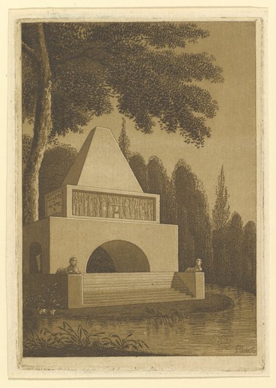 Monumento del tempio in un parco su un lago da Peter Speeth