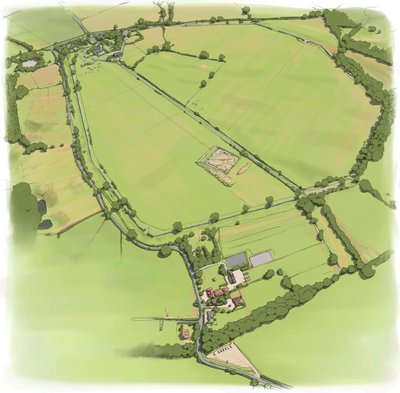 Vista aerea delle Mura della Città Romana di Silchester da Nord-Ovest, c2010 da Peter Urmston