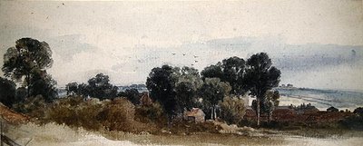 Paesaggio boscoso con cottage da Peter de Wint