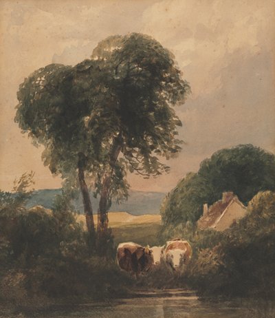 Paesaggio gallese con bestiame da Peter de Wint