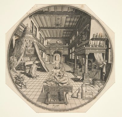 Heinrich Khunrath, alchimista di Lipsia, nella sua biblioteca da Peter van der Doort