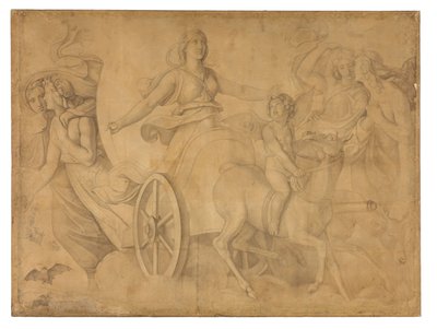 Der Abend (Der Wagen der Artemis). Karton zu den Deckenbildern der Münchner Glyptothek da Peter von Cornelius