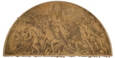 Der Kampf um den Leichnam des Patroklos, Bogenfeld. Karton zu den Deckenbildern der Münchner Glyptothek da Peter von Cornelius