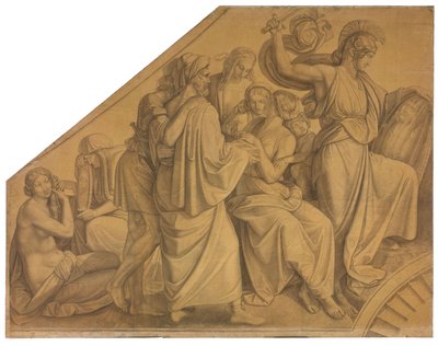 Odysseus entdeckt Achill unter den Töchtern des Lykomedes. Karton zu den Deckenbildern der Münchner Glyptothek da Peter von Cornelius