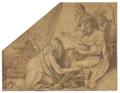 Priamos bittet Achill um den Leichnam seines Sohnes Hektor. Karton zu den Deckenbildern der Münchner Glyptothek da Peter von Cornelius